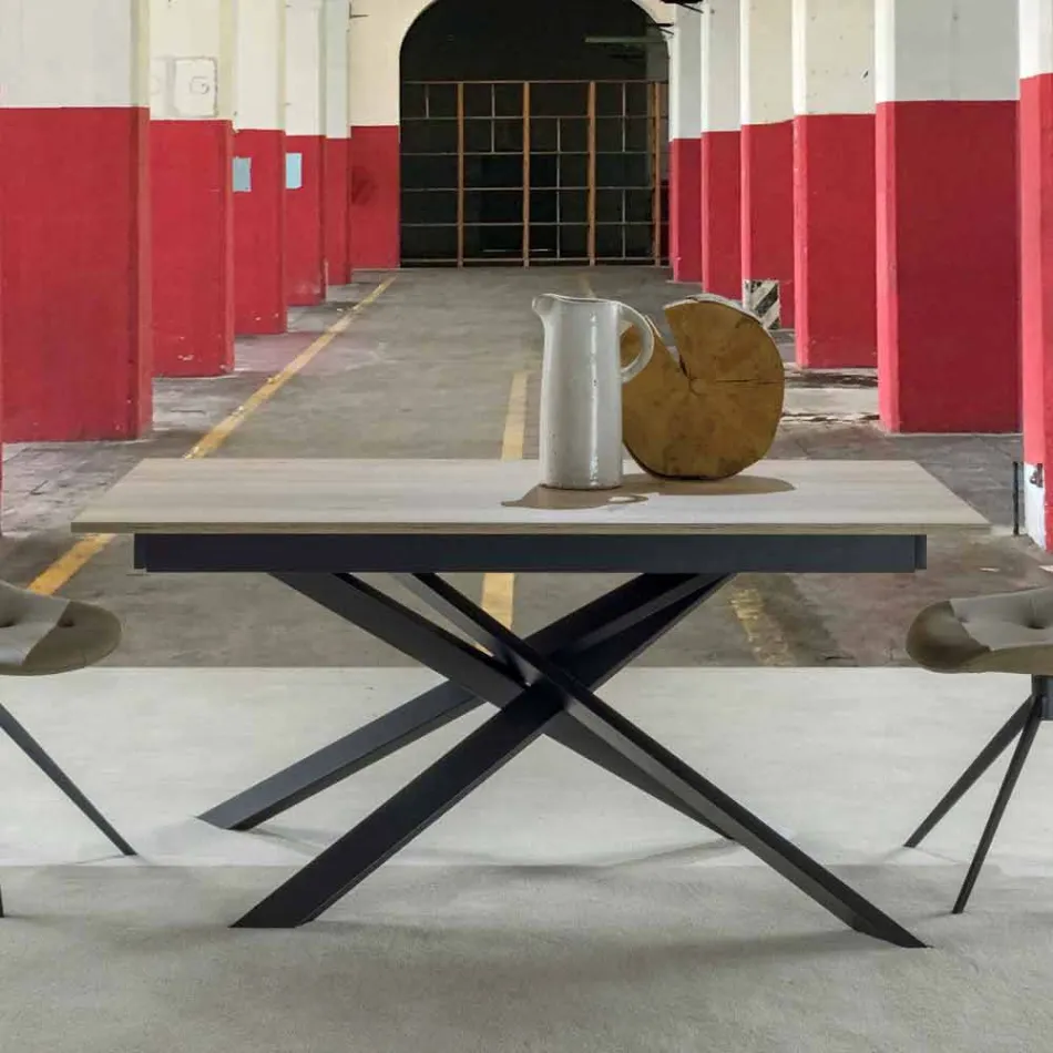 Table de salle à manger moderne extensible, plateau en stratifié - Marliana Viadurini