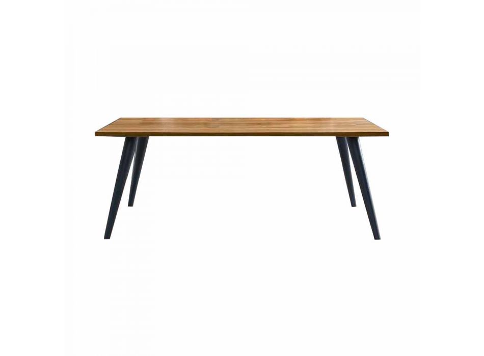 Table à manger moderne avec plateau et base en bois Made in Italy - Motta Viadurini