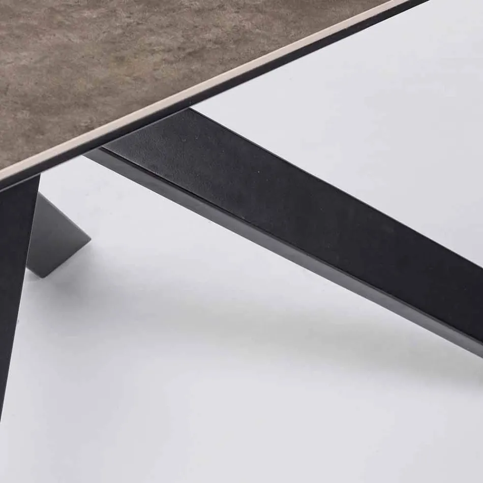 Table à manger moderne avec plateau en céramique et verre Homemotion - Ringo Viadurini