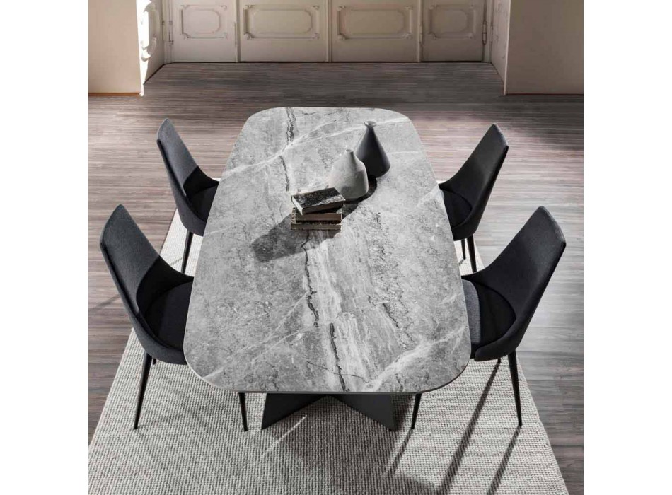 Table à manger moderne avec plateau en grès cérame - Meduno Viadurini
