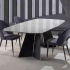Table à manger moderne avec plateau en grès cérame - Meduno Viadurini
