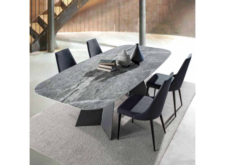 Table à manger moderne avec plateau en grès cérame - Meduno Viadurini