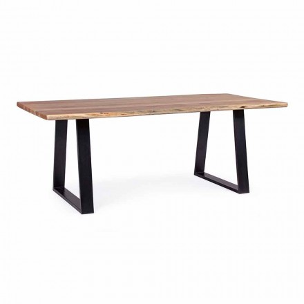 Table de salle à manger moderne Homemotion avec plateau en bois d'acacia - Vermont Viadurini