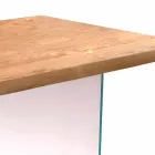 Table à manger moderne en placage de chêne, pieds en verre Nico Viadurini