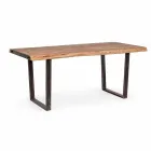 Table à manger moderne en bois d'acacia et acier Homemotion - Bingo Viadurini