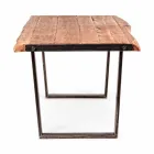 Table à manger moderne en bois d'acacia et acier Homemotion - Bingo Viadurini