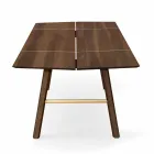 Table à manger moderne en bois de frêne avec détails noirs ou dorés - Andria Viadurini