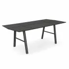 Table à manger moderne en bois de frêne avec détails noirs ou dorés - Andria Viadurini