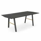Table à manger moderne en bois de frêne avec détails noirs ou dorés - Andria Viadurini