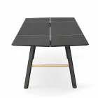 Table à manger moderne en bois de frêne avec détails noirs ou dorés - Andria Viadurini