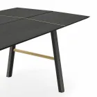 Table à manger moderne en bois de frêne avec détails noirs ou dorés - Andria Viadurini