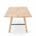 Table à manger moderne en bois de frêne avec détails noirs ou dorés - Andria Viadurini
