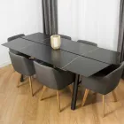 Table à manger moderne en bois de frêne avec détails noirs ou dorés - Andria Viadurini