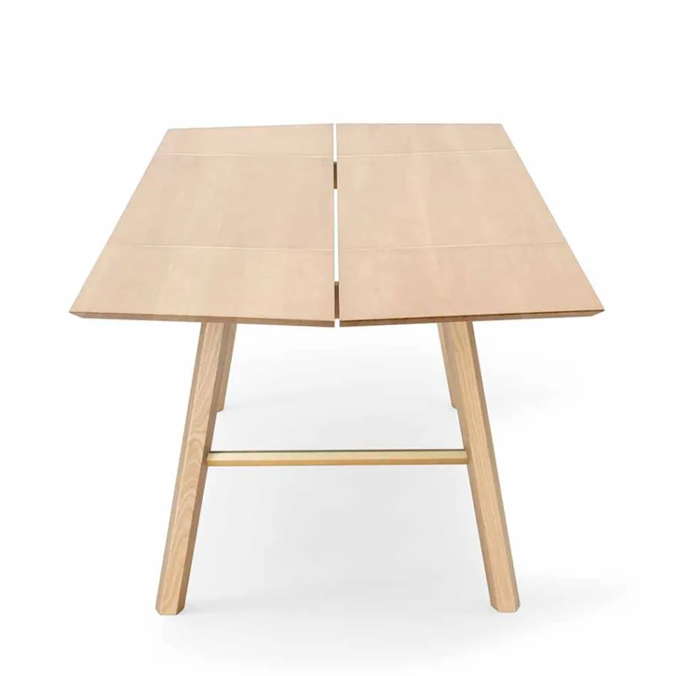 Table à manger moderne en bois de frêne avec détails noirs ou dorés - Andria Viadurini