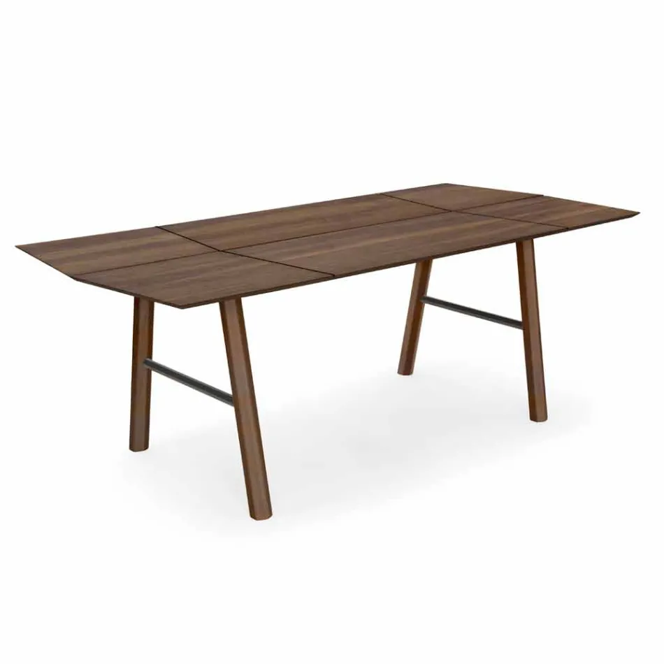 Table à manger moderne en bois de frêne avec détails noirs ou dorés - Andria Viadurini
