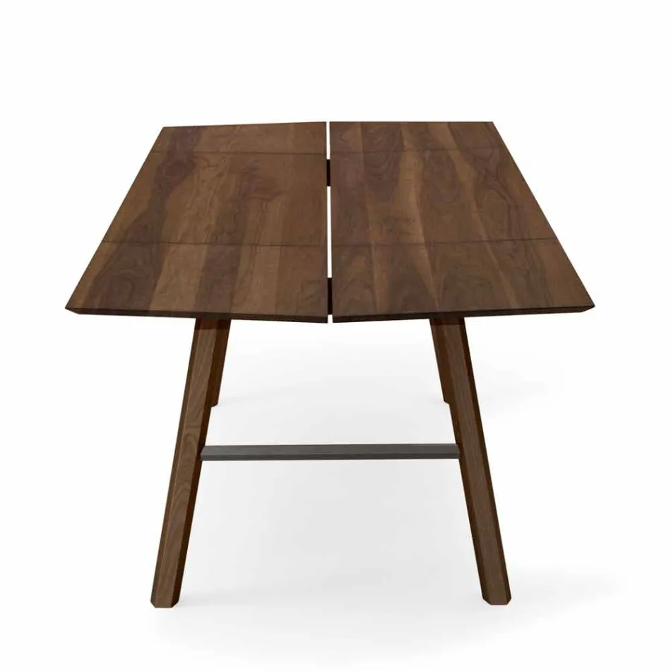 Table à manger moderne en bois de frêne avec détails noirs ou dorés - Andria Viadurini