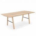 Table à manger moderne en bois de frêne avec détails noirs ou dorés - Andria