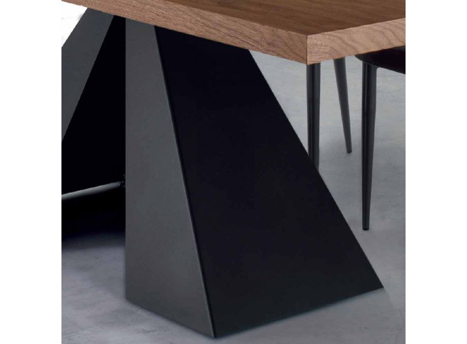 Table à manger moderne en bois plaqué et acier fabriquée en Italie - Dalmata Viadurini