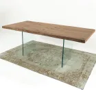 Table à manger moderne en bois plaqué et verre fabriquée en Italie - Strappo Viadurini