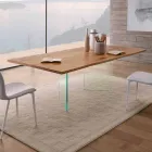 Table à manger moderne en chêne et verre noués Made in Italy - Sibillo Viadurini