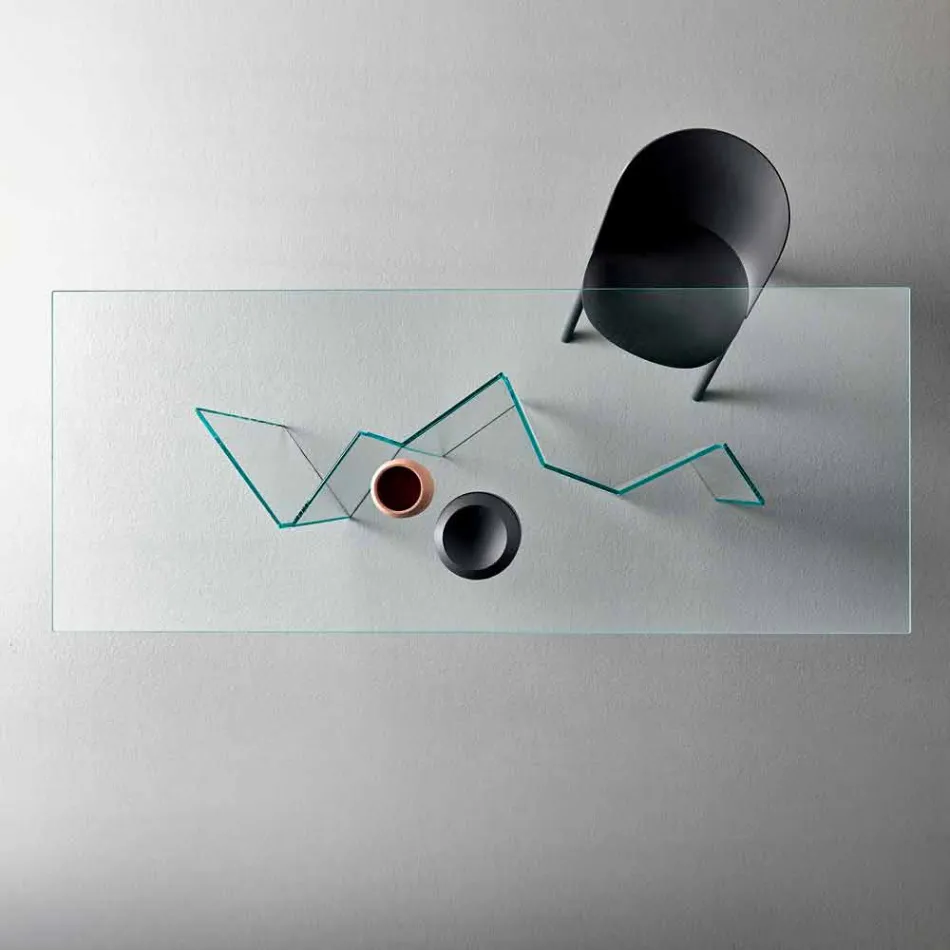 Table à manger moderne en verre extralight ou fumé fabriqué en Italie - aléatoire Viadurini
