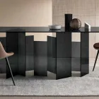 Table à manger moderne en verre extralight ou fumé fabriqué en Italie - aléatoire Viadurini