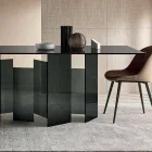 Table à manger moderne en verre extralight ou fumé fabriqué en Italie - aléatoire Viadurini