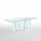 Table à manger moderne en verre extralight ou fumé fabriqué en Italie - aléatoire Viadurini