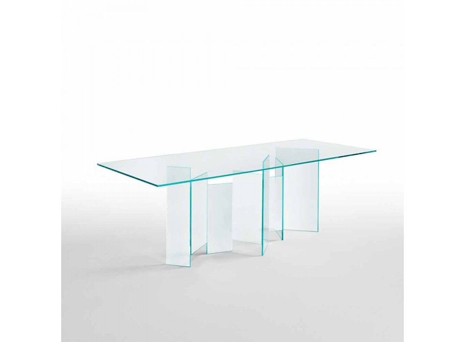 Table à manger moderne en verre extralight ou fumé fabriqué en Italie - aléatoire Viadurini