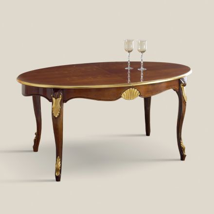 Table à Manger Ovale Extensible 270 cm en Bois Made in Italy - Baroque Viadurini