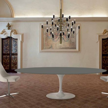Table à manger ovale avec plateau Fenix de luxe fabriqué en Italie - Dollars Viadurini