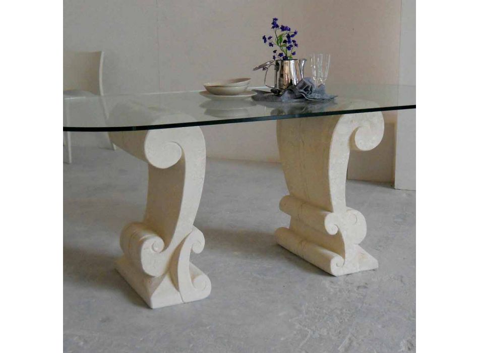 table à manger ovale de pierre et cristal design classique Arachné Viadurini