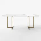 Table à manger ovale en grès cérame et métal Made in Italy - Emilio Viadurini