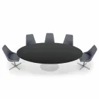 Table à manger ovale en stratifié et aluminium fabriquée en Italie, précieux - Dollars Viadurini