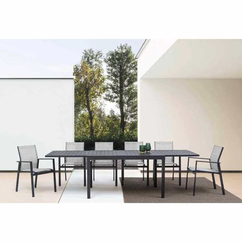 Table à manger d'extérieur extensible jusqu'à 270 cm en aluminium - Veria Viadurini