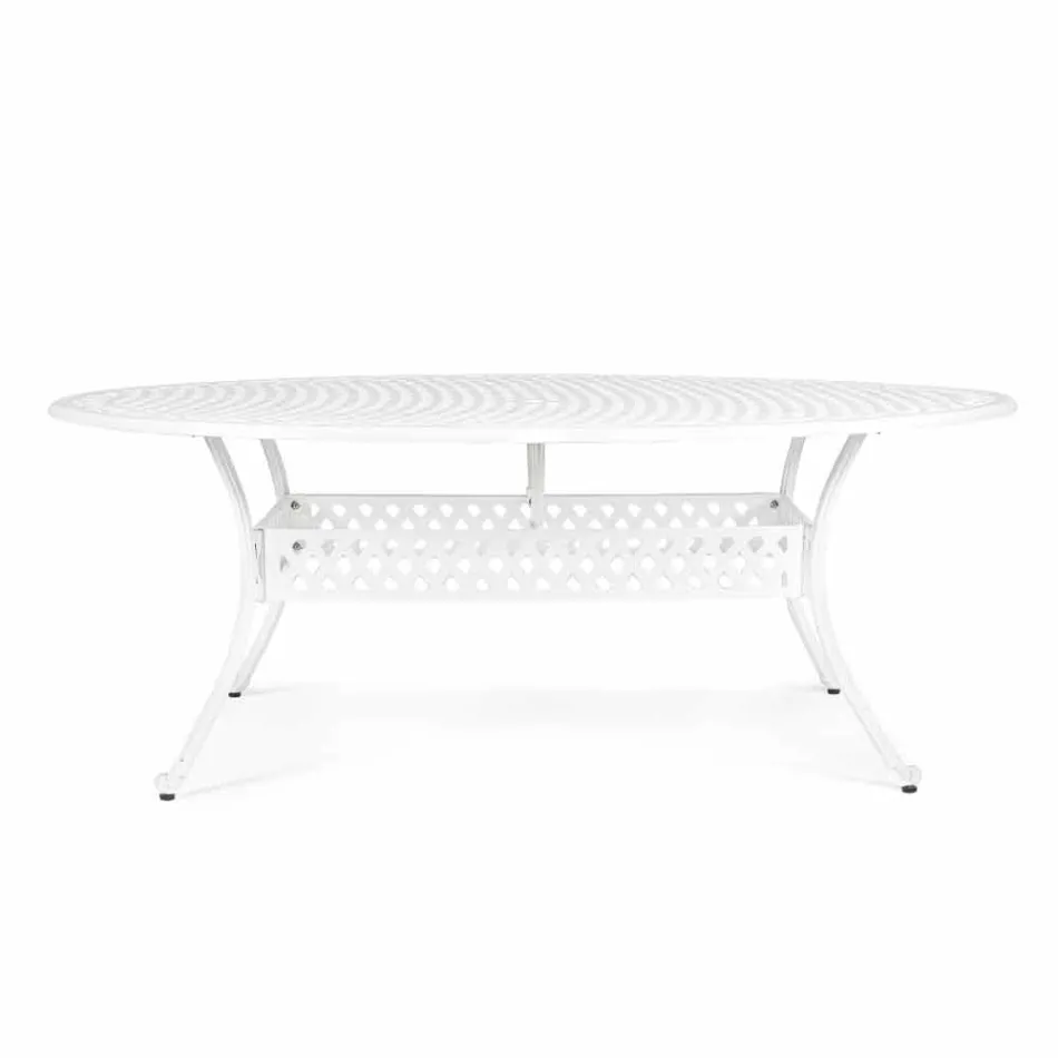Table à manger d'extérieur en aluminium peint blanc ou anthracite - Quick Viadurini