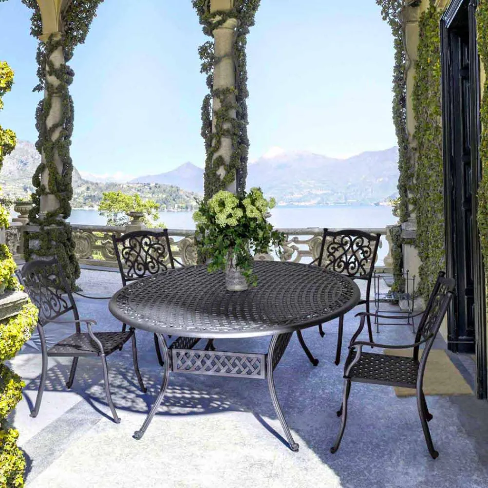 Table à manger d'extérieur en aluminium peint blanc ou anthracite - Quick Viadurini