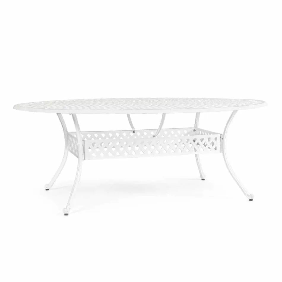 Table à manger d'extérieur en aluminium peint blanc ou anthracite - Quick Viadurini