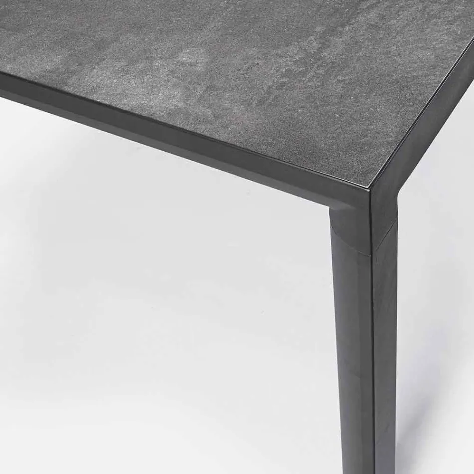 Table à manger d'extérieur en céramique et aluminium, Homemotion - Salem Viadurini