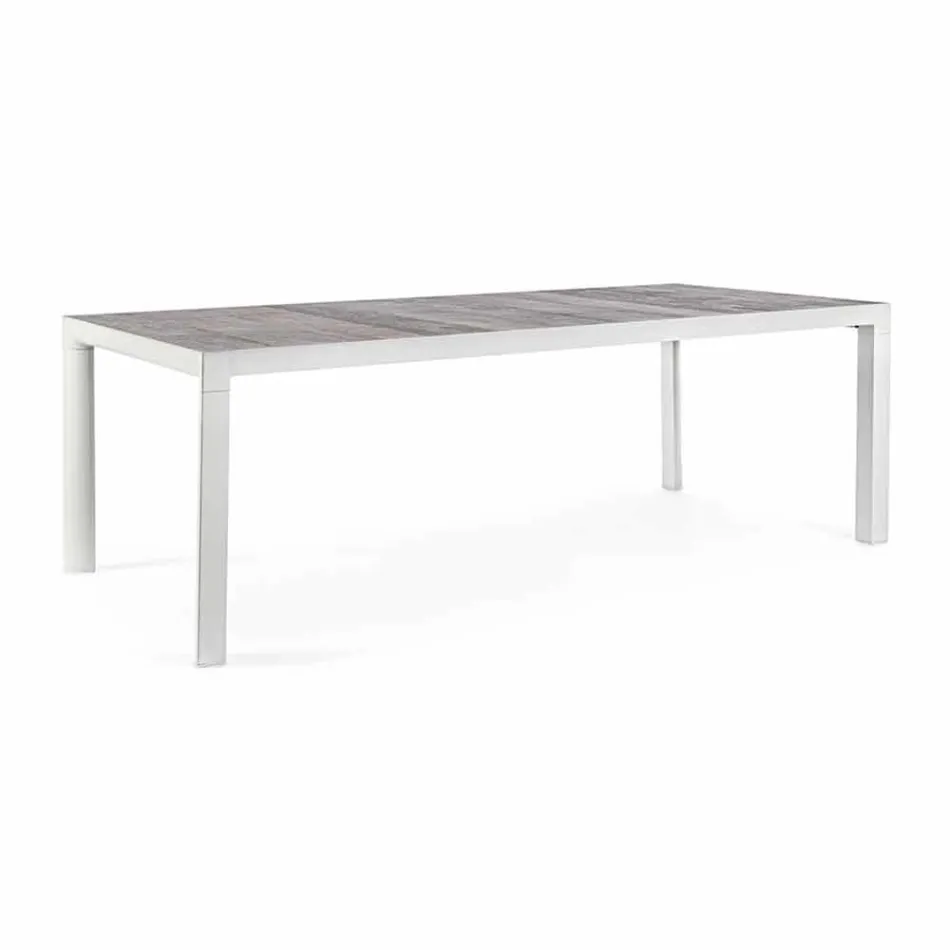 Table à manger d'extérieur en céramique et aluminium, Homemotion - Salem Viadurini