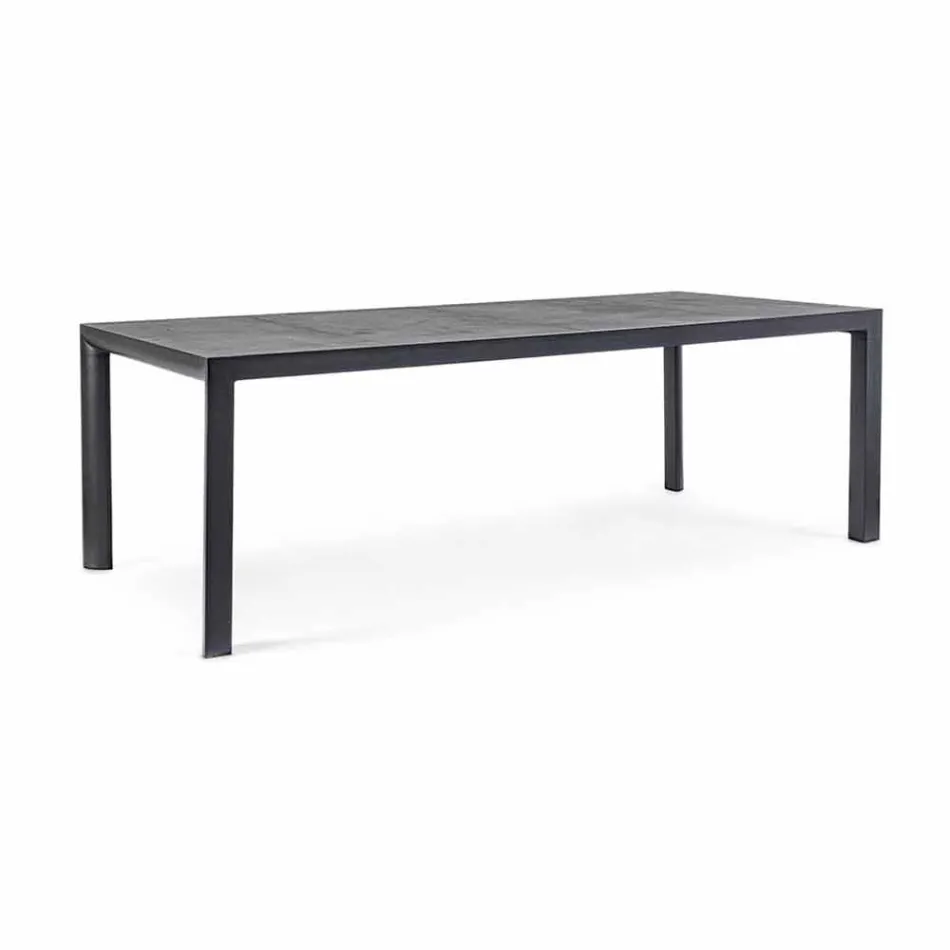 Table à manger d'extérieur en céramique et aluminium, Homemotion - Salem Viadurini