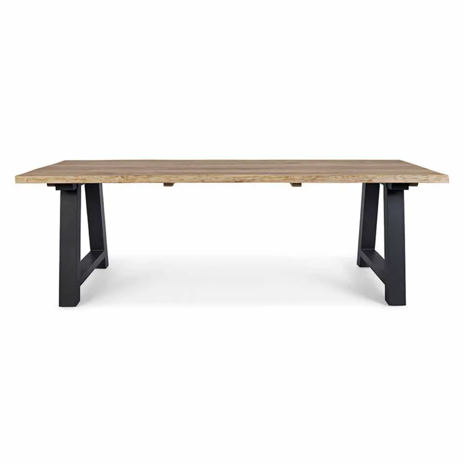 Table à manger d'extérieur en teck et aluminium, Homemotion - Rolando Viadurini