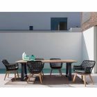 Table à manger d'extérieur en teck et aluminium, Homemotion - Rolando Viadurini