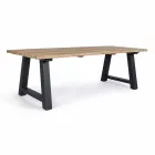 Table à manger d'extérieur en teck et aluminium, Homemotion - Rolando Viadurini