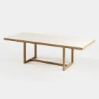 Table à manger de jardin en bois d'Iroko et grès Made in Italy - Bresson Viadurini
