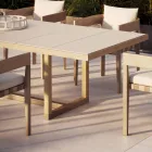 Table à manger de jardin en bois d'Iroko et grès Made in Italy - Bresson Viadurini