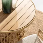 Table à manger de jardin en aluminium et plateau en teck-Svlk - Matter Viadurini