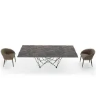 Table à manger Plateau en Laminam et base en acier Made in Italy - Ezzellino Viadurini