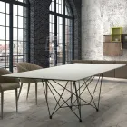 Table à manger Plateau en Laminam et base en acier Made in Italy - Ezzellino Viadurini