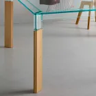 Plateau en verre et base en bois massif Made in Italy - Presino Viadurini